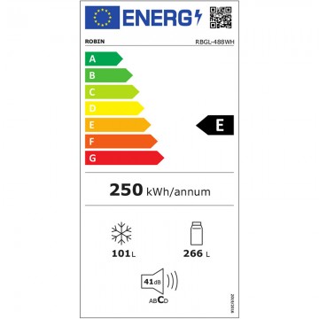 Robin RBGL-488WH Ψυγειοκαταψύκτης NoFrost Υ201xΠ60xΒ66εκ. Λευκός